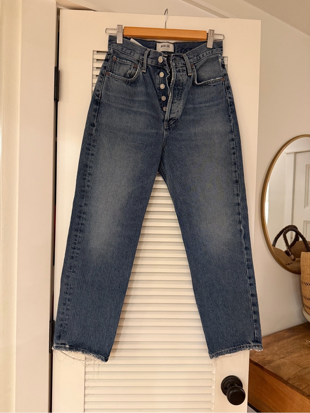 Agolde Medium Blue Boyfriend Button-Fly Jeans